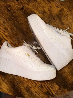 Puma White Women’s Platform Leather Sneakers